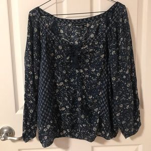 Blue Flowy Blouse